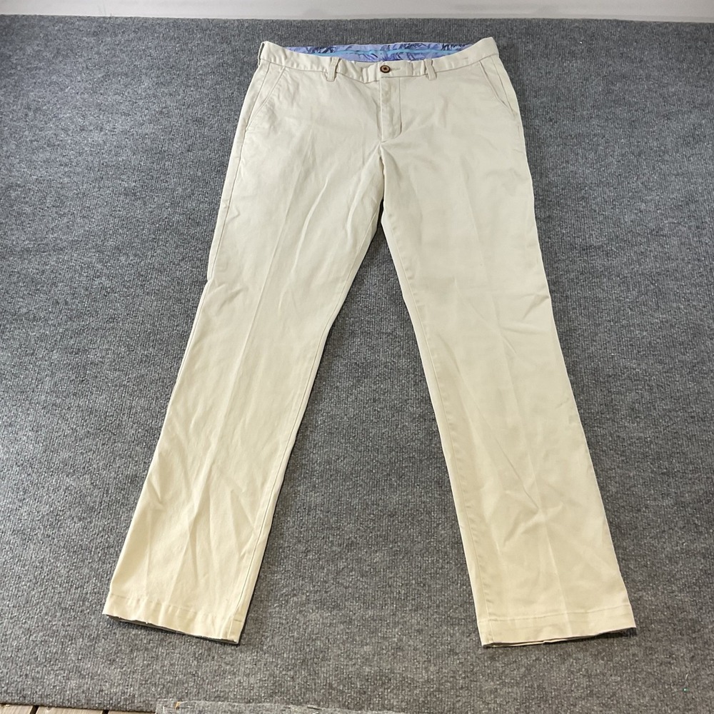 Tommy Bahama Island Zone Chino Pants Mens 34x32 Khaki Beige Straight Leg Stretch